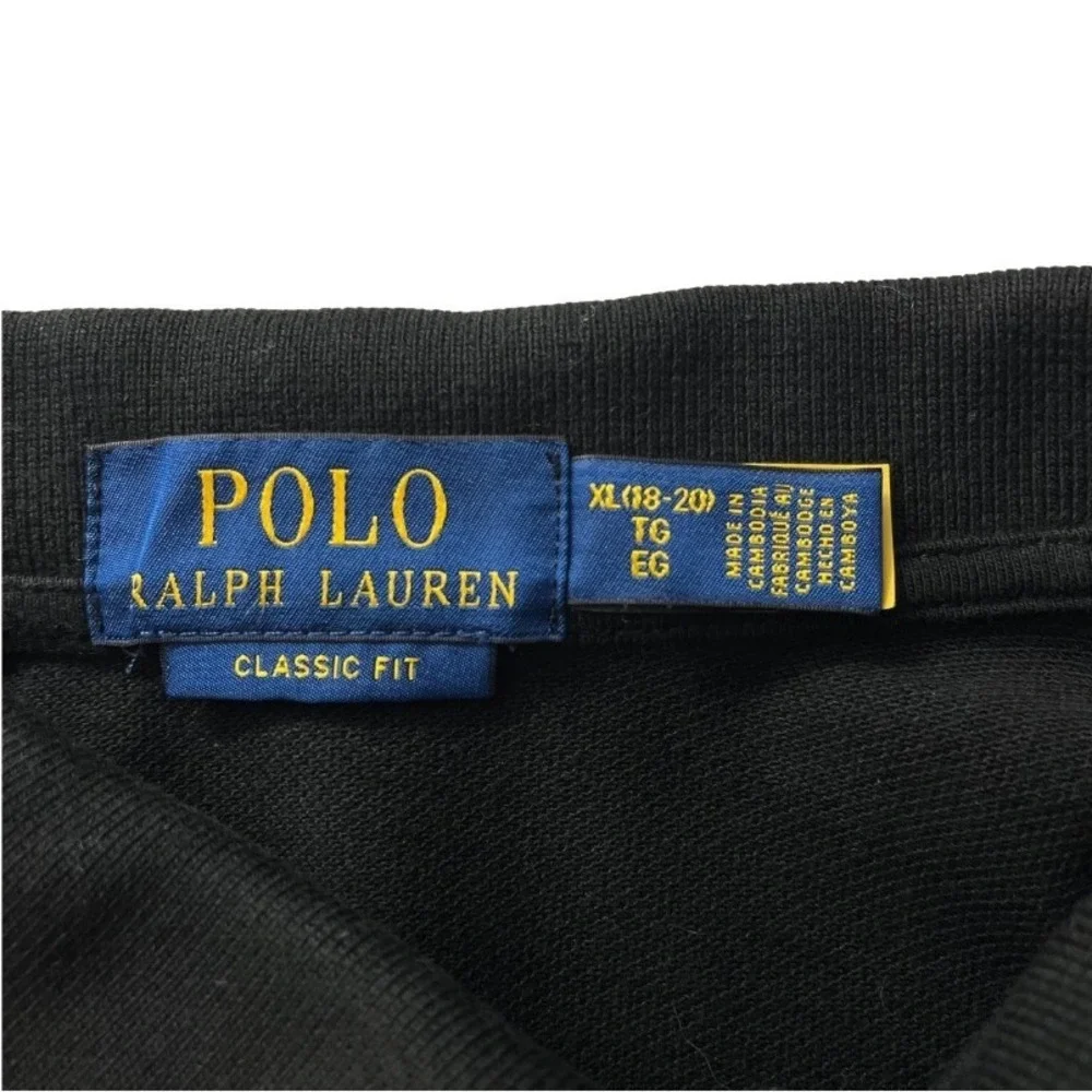 Polo Ralph Lauren Kids XL 18-20 Black Short Sleeve Classic Fit Cotton Polo Shirt